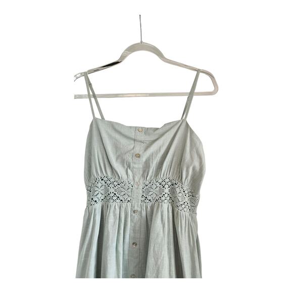 Pink Lily Sweet Intervention Dress Sage Green Size XL Front Lace Smocked Back - Picture 3 of 10